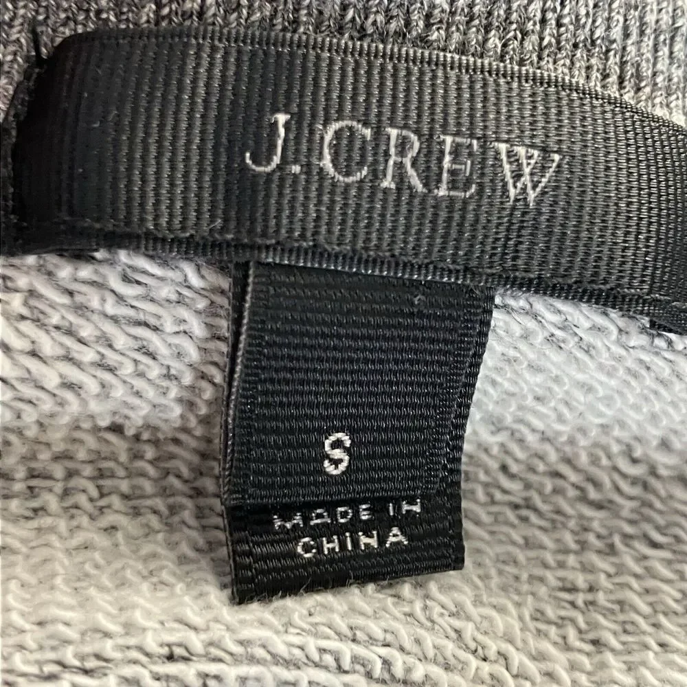 J.Crew Sweatshirt Womens‎ Small Pleated Hem Gray Navy Blue Preppy Long Sleeve